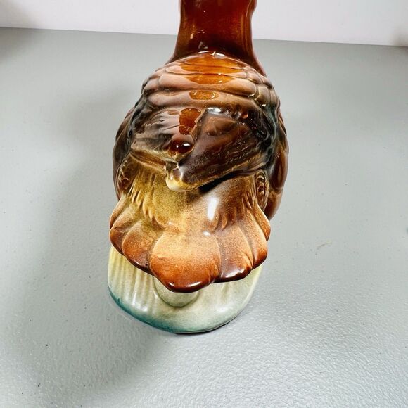 Mid-Century Japanese Ceramic Duck Figurine 6" x 9 brown green - Picture 6 of 10